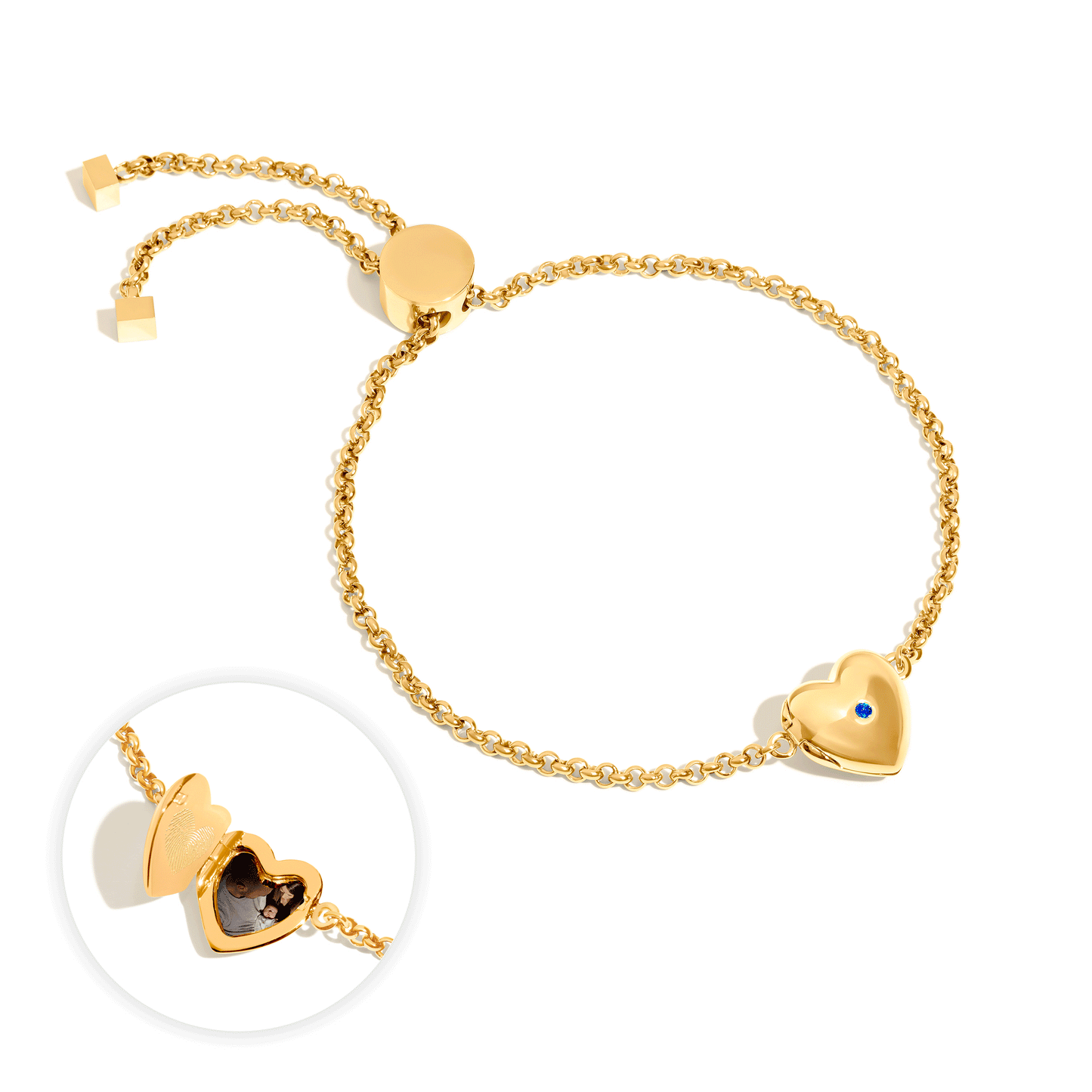 Heart Photo Locket Bracelet (Gold)