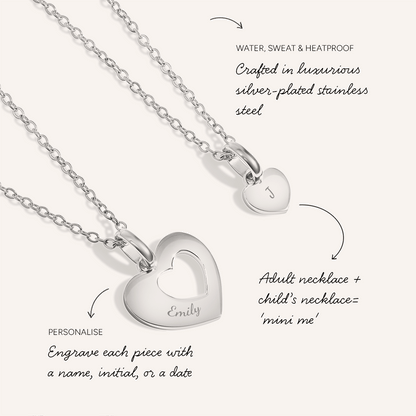 Heart 'Mini & Me' Necklace Set (Silver)