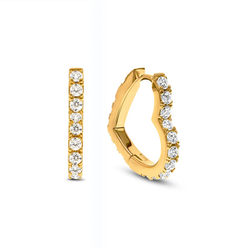 Pavé Heart Hoops (Gold)