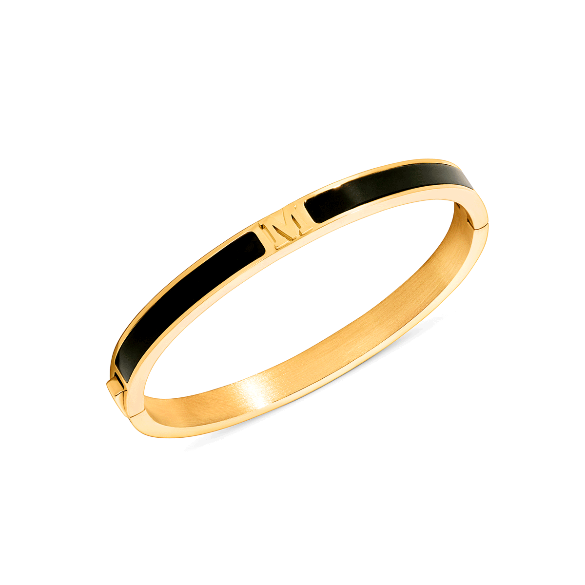 Mini Icon Black Initial Bangle (Gold)
