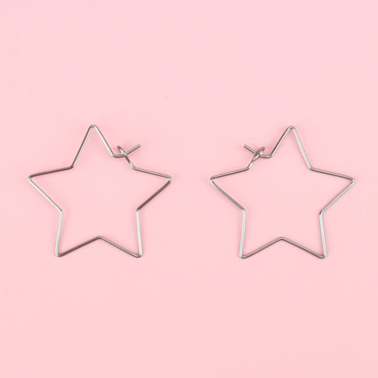 Star Wire Hoop Earrings