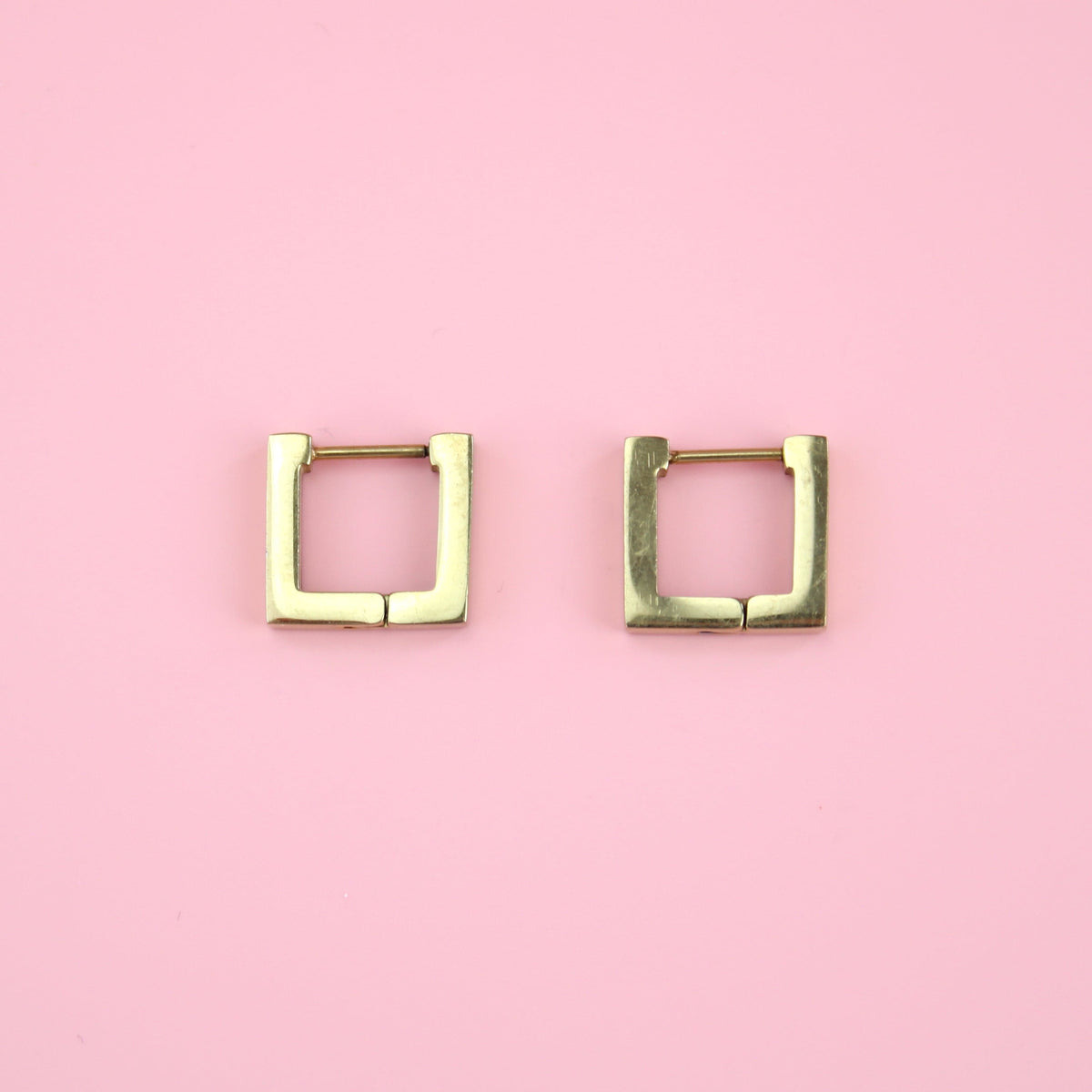 Square Huggie Earrings (Gold Plated)