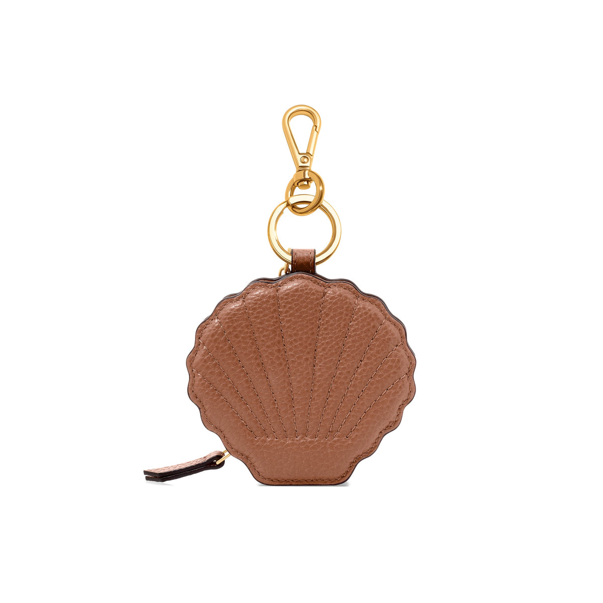 Leather Shell Pouch Keyring (Tan)