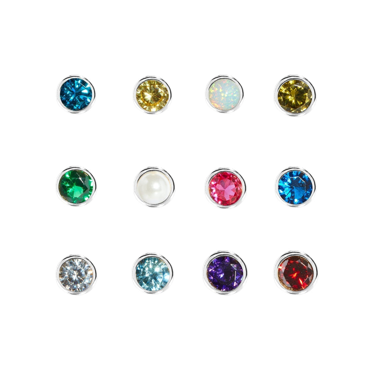 Double Initial Icon - Birthstone (Silver)