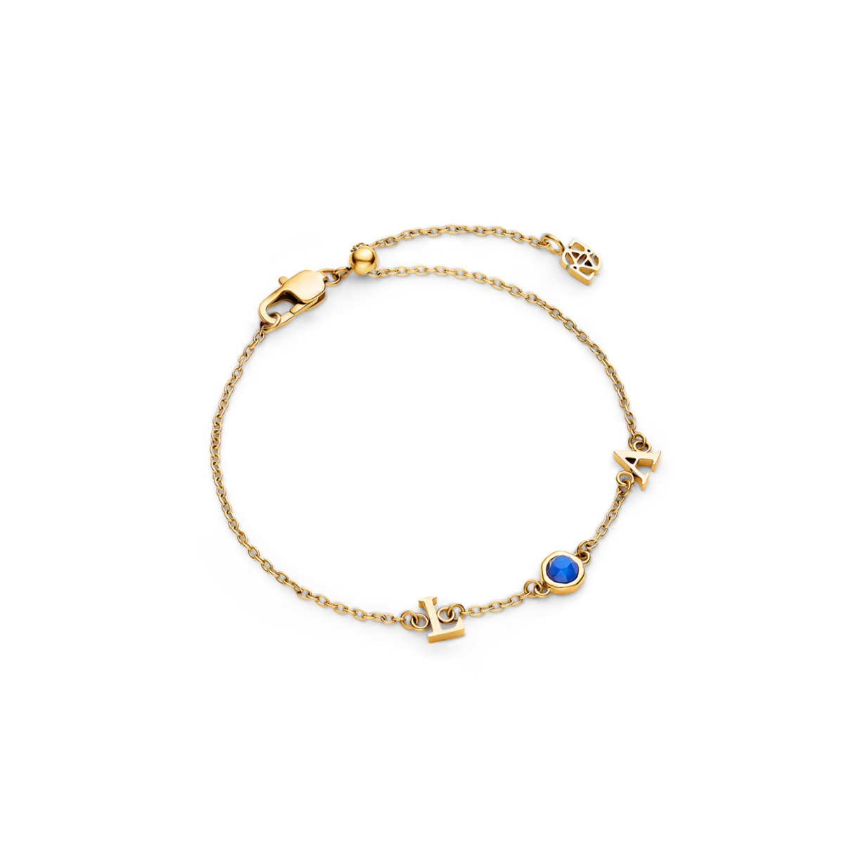 Made Mine Initials & Birthstone Bracelet (Gold)