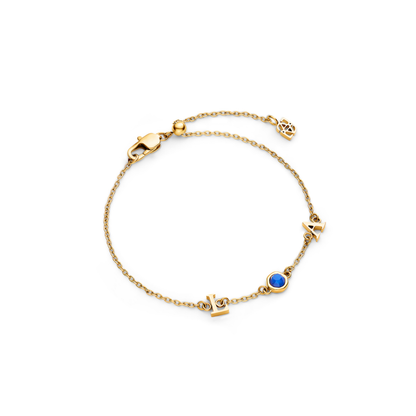 Made Mine Initials & Birthstone Bracelet (Gold)