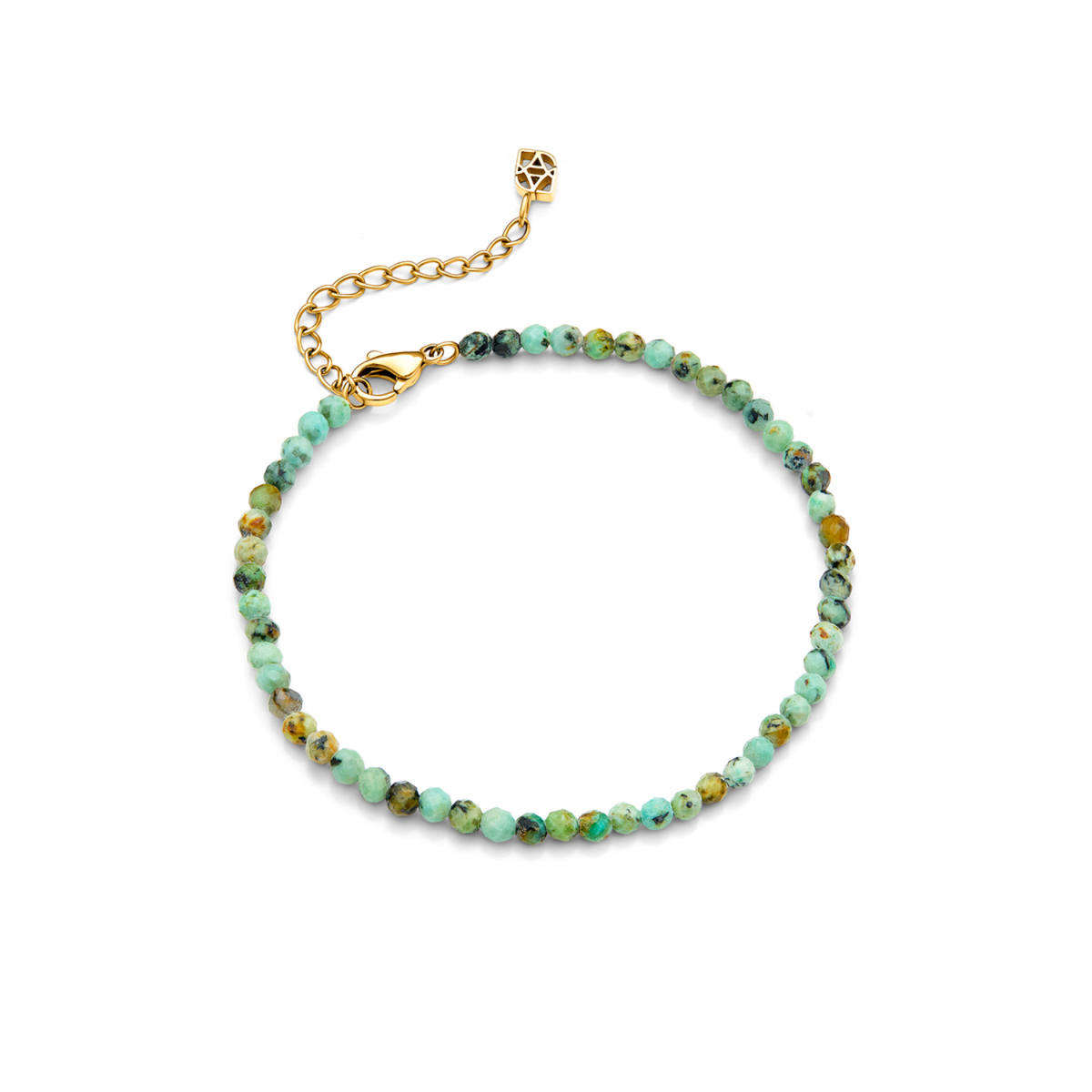 Layering Green Turquoise Beaded Bracelet (Gold)