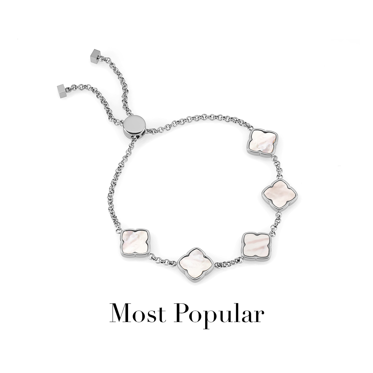 Multi Pearl Clover Bracelet - Silver