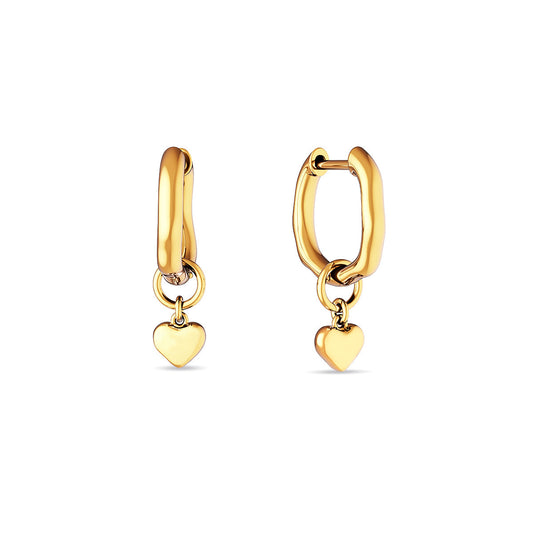 Fine Molten Heart Huggie Earrings (Gold)