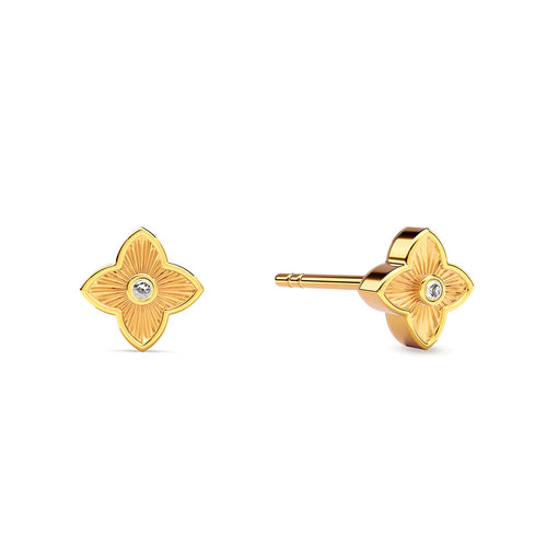 Fine Flower Stud Earrings (Gold)