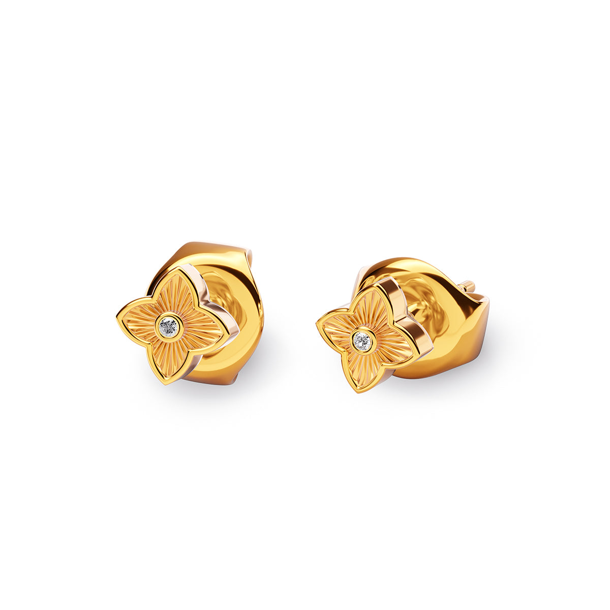 Fine Flower Stud Earrings (Gold)
