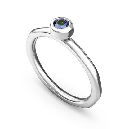 Fine Molten Organic Birthstone Ring (Silver)