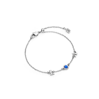 Made Mine Initials & Birthstone Bracelet (Silver)