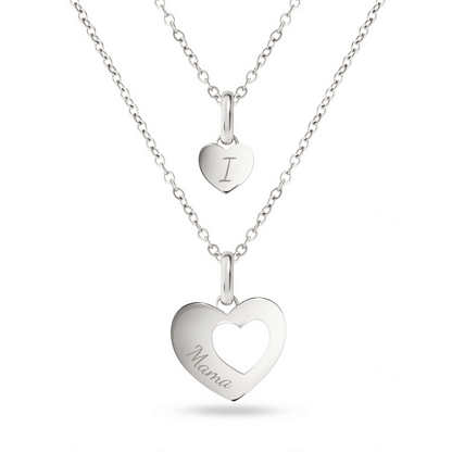 Heart 'Mini & Me' Necklace Set (Silver)