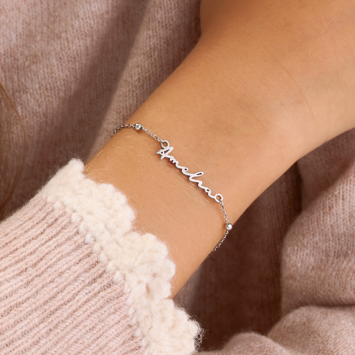 Fine Mini Signature Name Bracelet (Silver)
