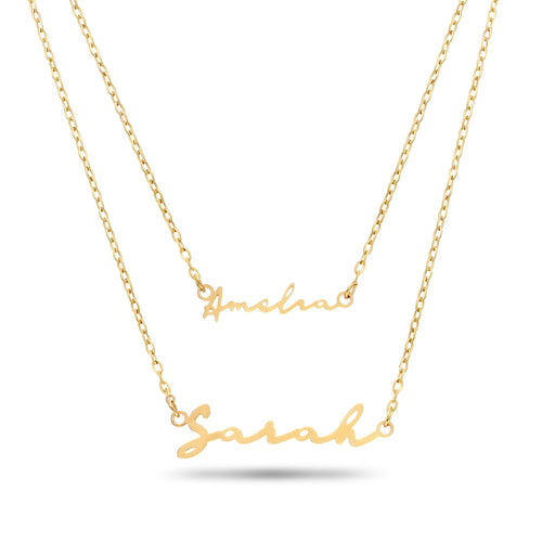 Matching 'Mini & Me' Signature Name Necklace Set (Gold)