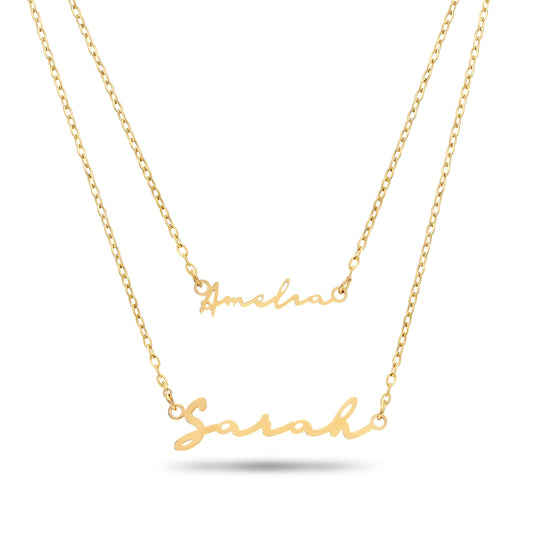 Matching 'Mini & Me' Signature Name Necklace Set (Gold)