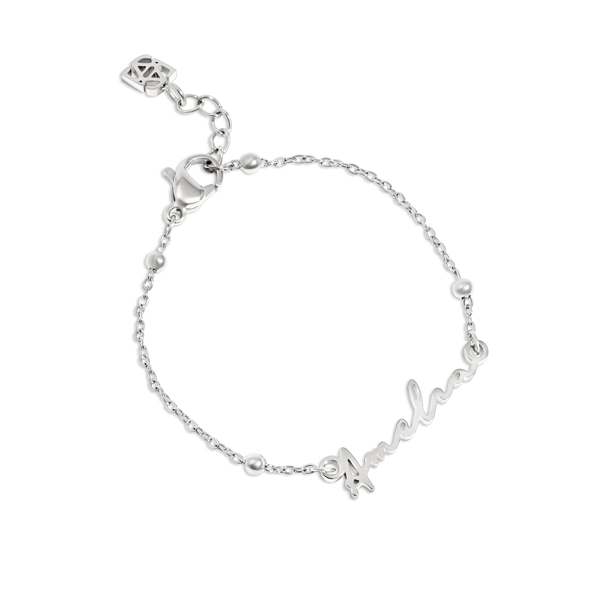 Matching 'Mini & Me' Signature Name Bracelet Set (Silver)