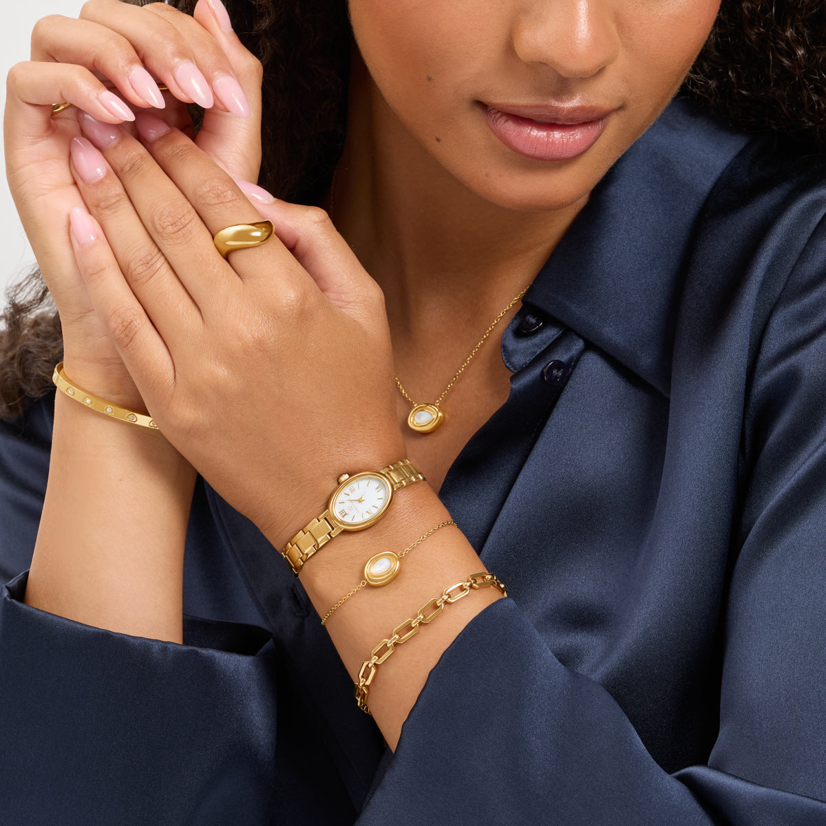 Pearl Molten Bracelet (Gold)