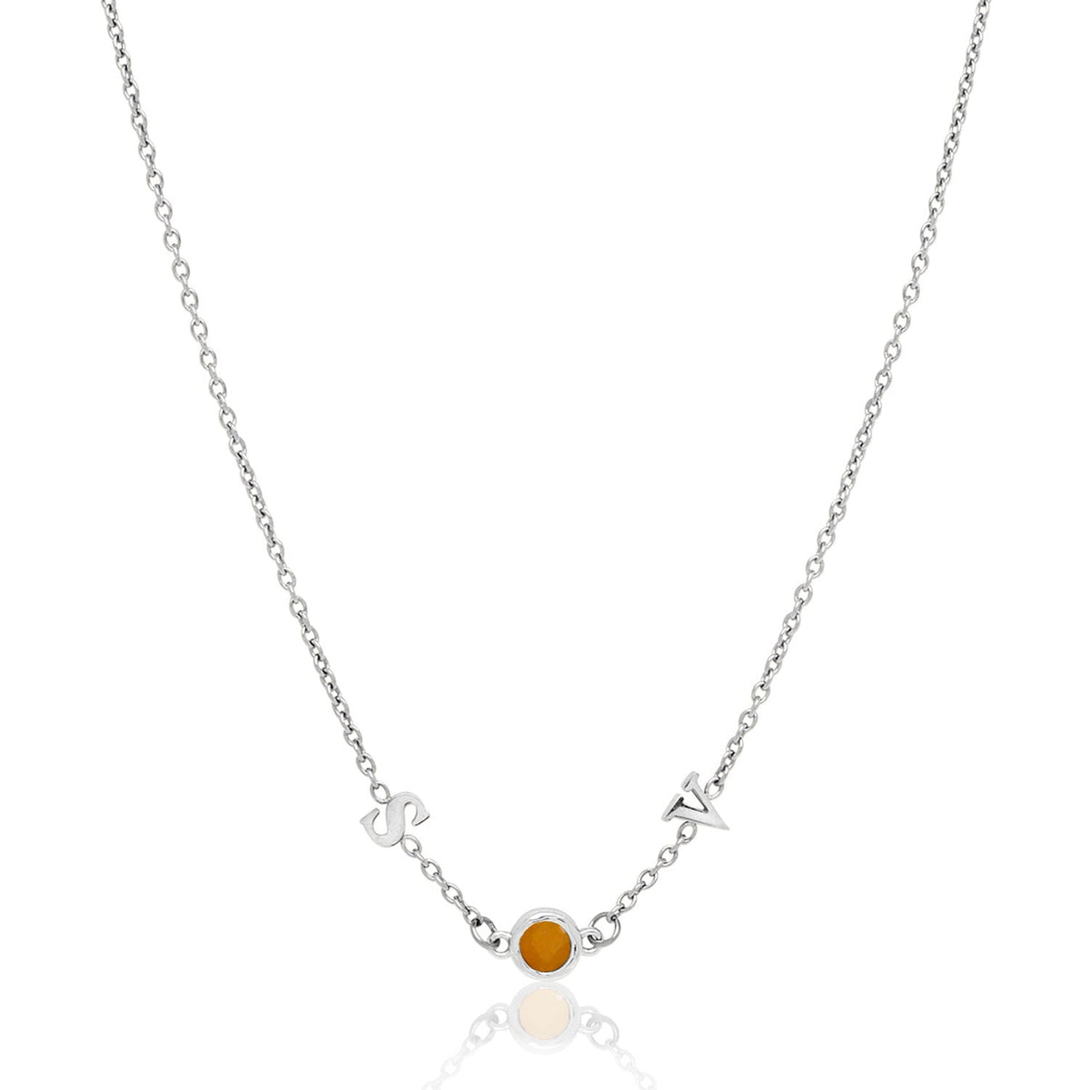 Made Mine Initials & Birthstone Necklace (Silver)