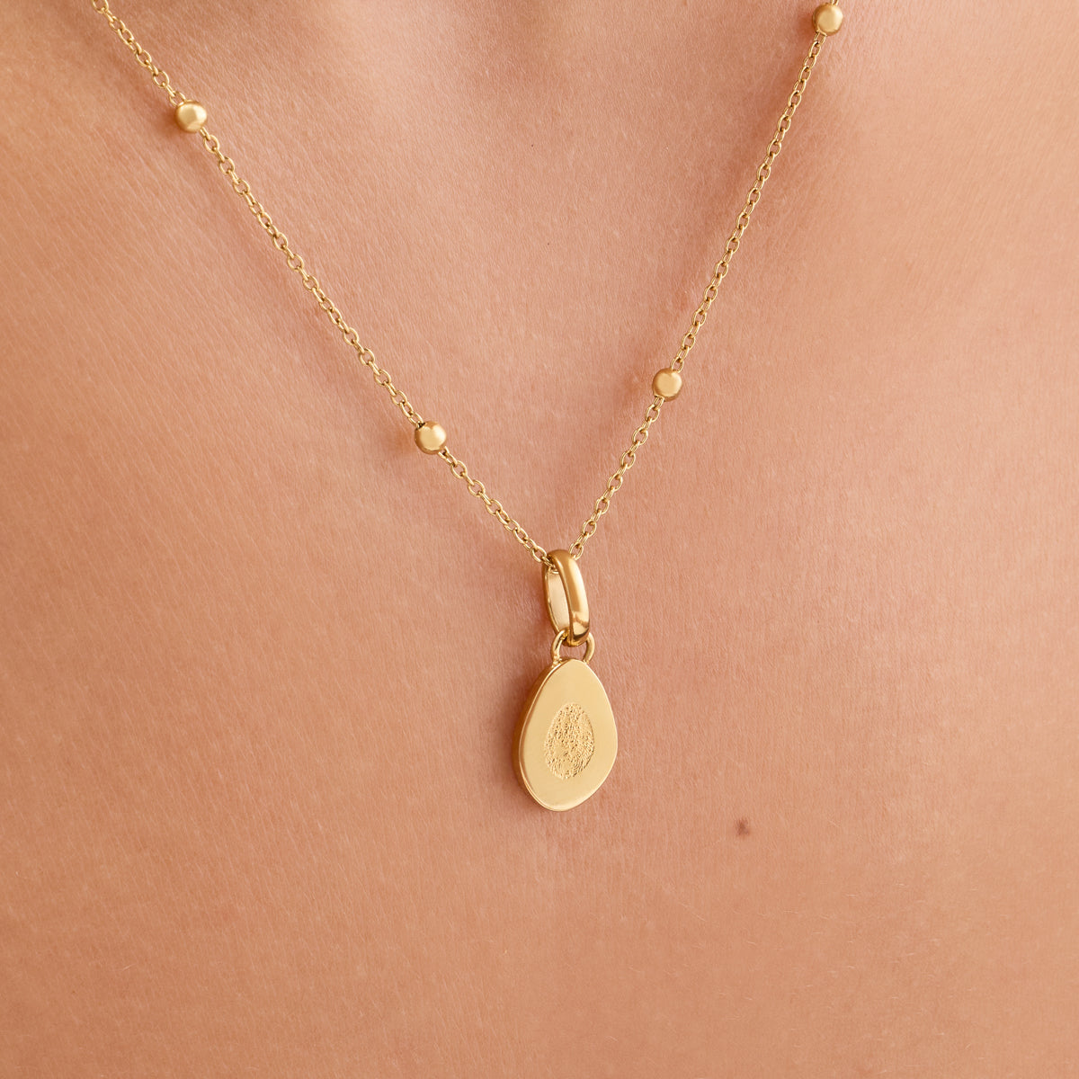 Organic Fingerprint Droplet Necklace (Gold)