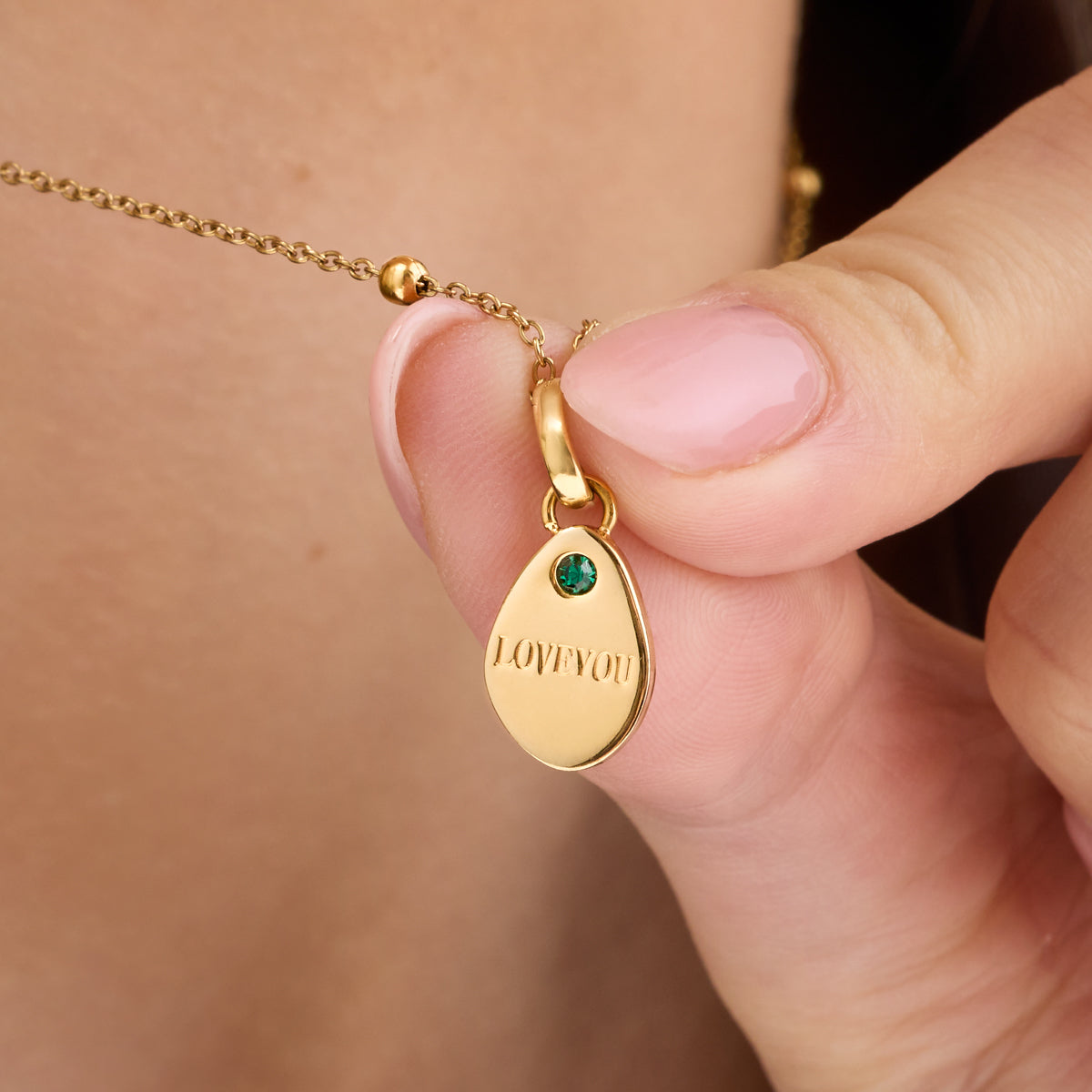 Organic Fingerprint Droplet Necklace (Gold)