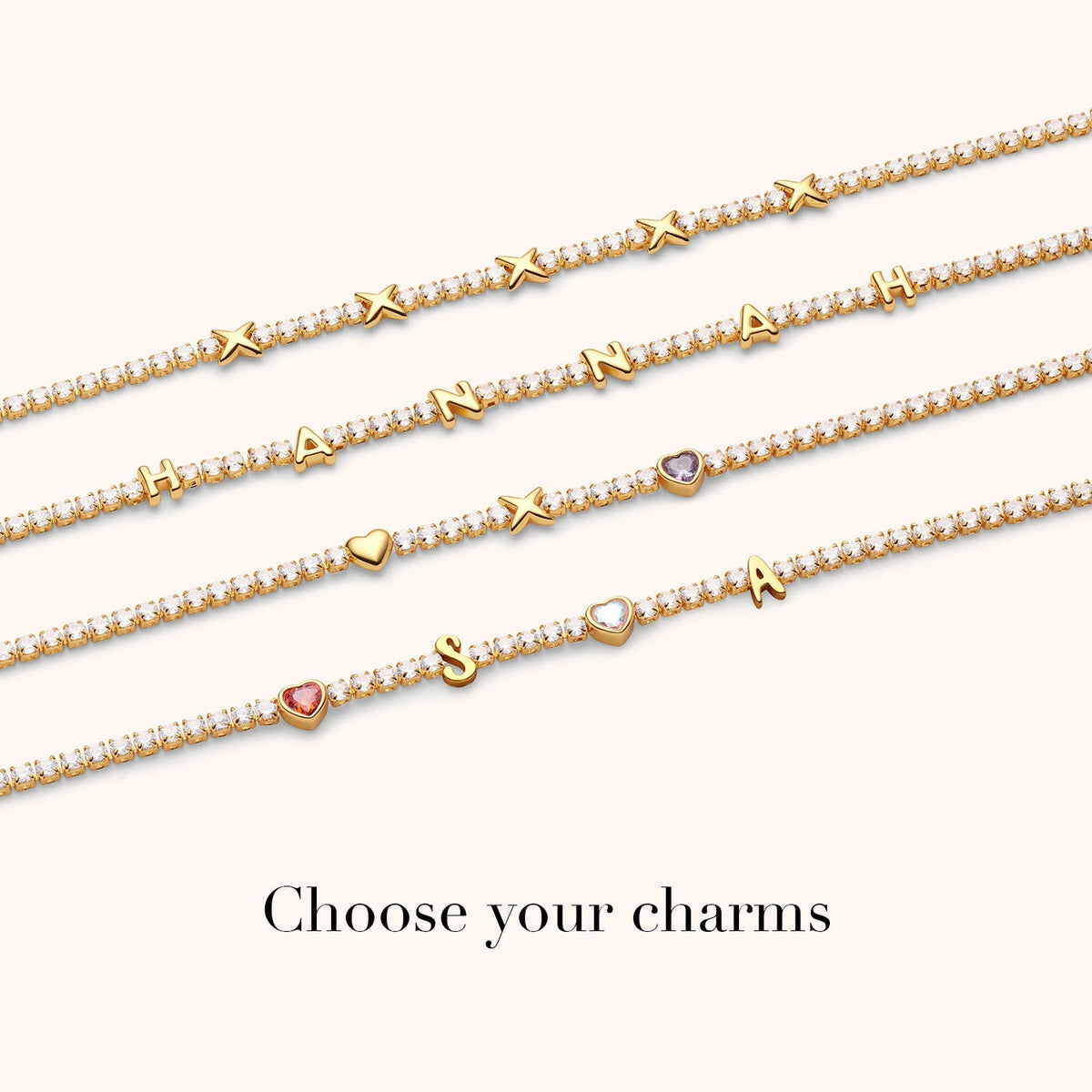 Crystal Fixed Charm Necklace (Gold)