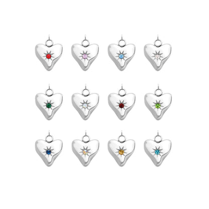 Molten Heart Birthstone Charm (Silver)