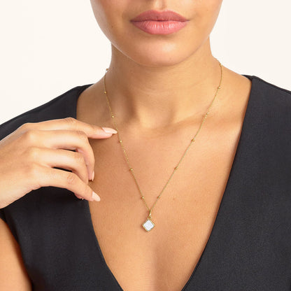 Pearl Clover & Initial Necklace (Gold)