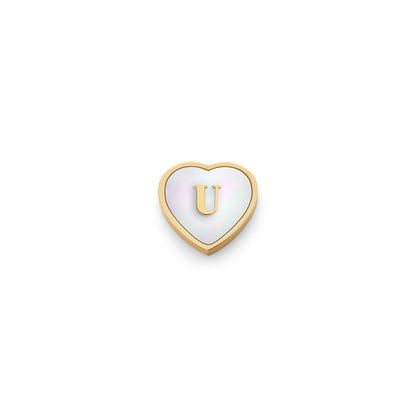 Pearl Heart Charms (Gold) - Initials