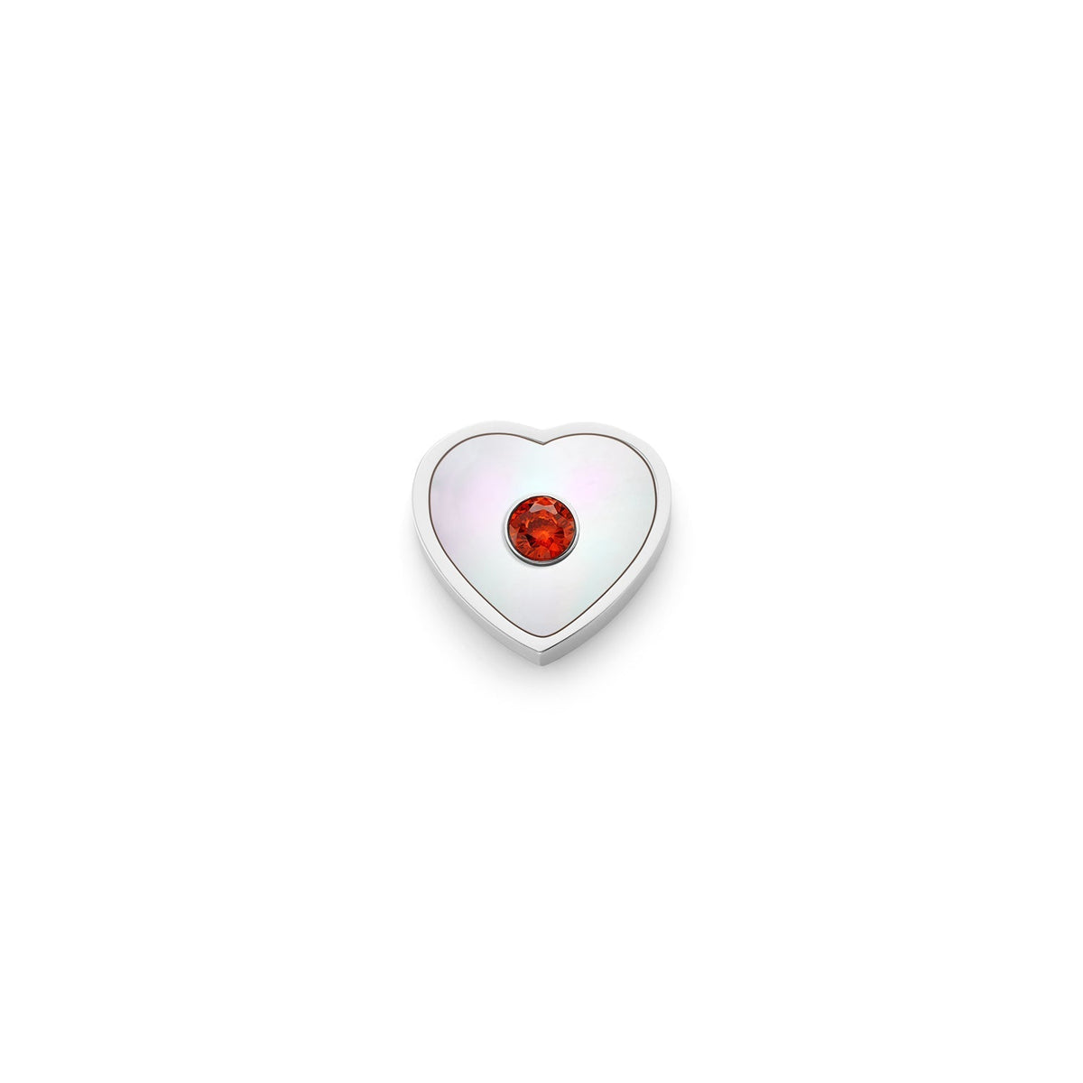 Pearl Heart Charms (Silver) - Birthstone