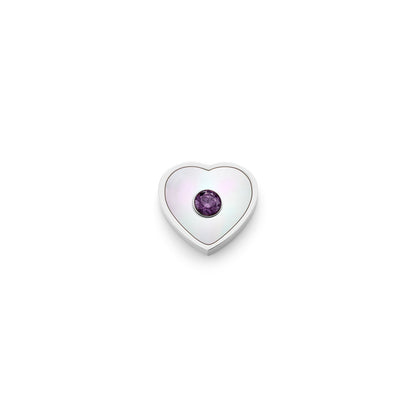 Pearl Heart Charms (Silver) - Birthstone