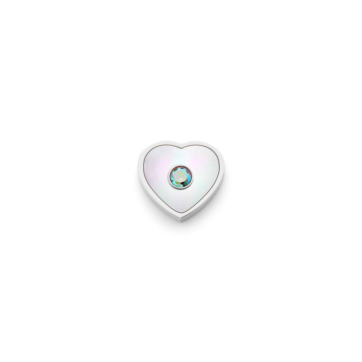 Pearl Heart Charms (Silver) - Birthstone