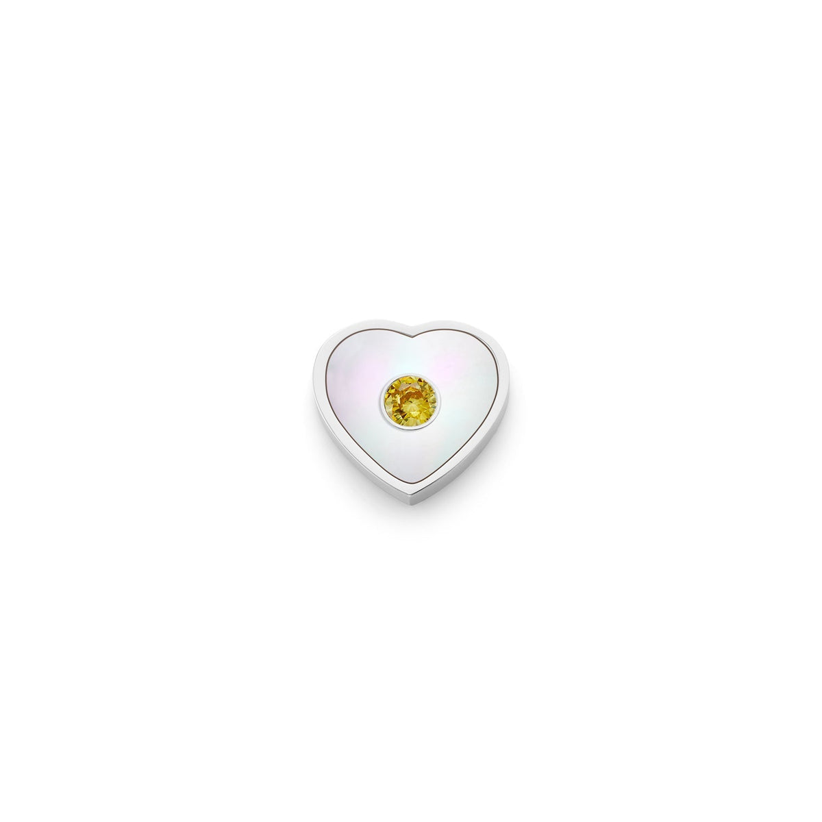 Pearl Heart Charms (Silver) - Birthstone