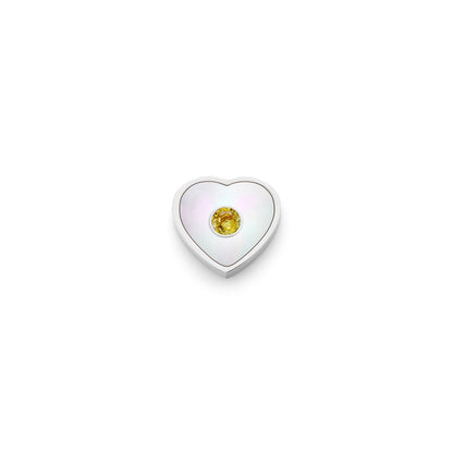 Pearl Heart Charms (Silver) - Birthstone