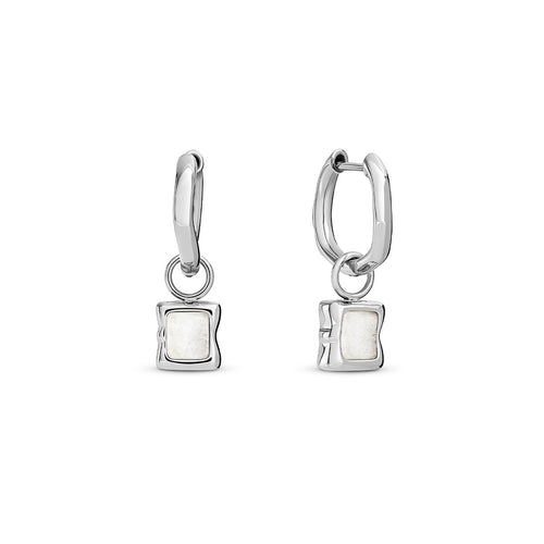 Molten Moonstone Huggie Earrings (Silver)