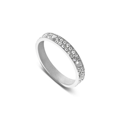 Pavé Crystal Heart Ring (Silver)