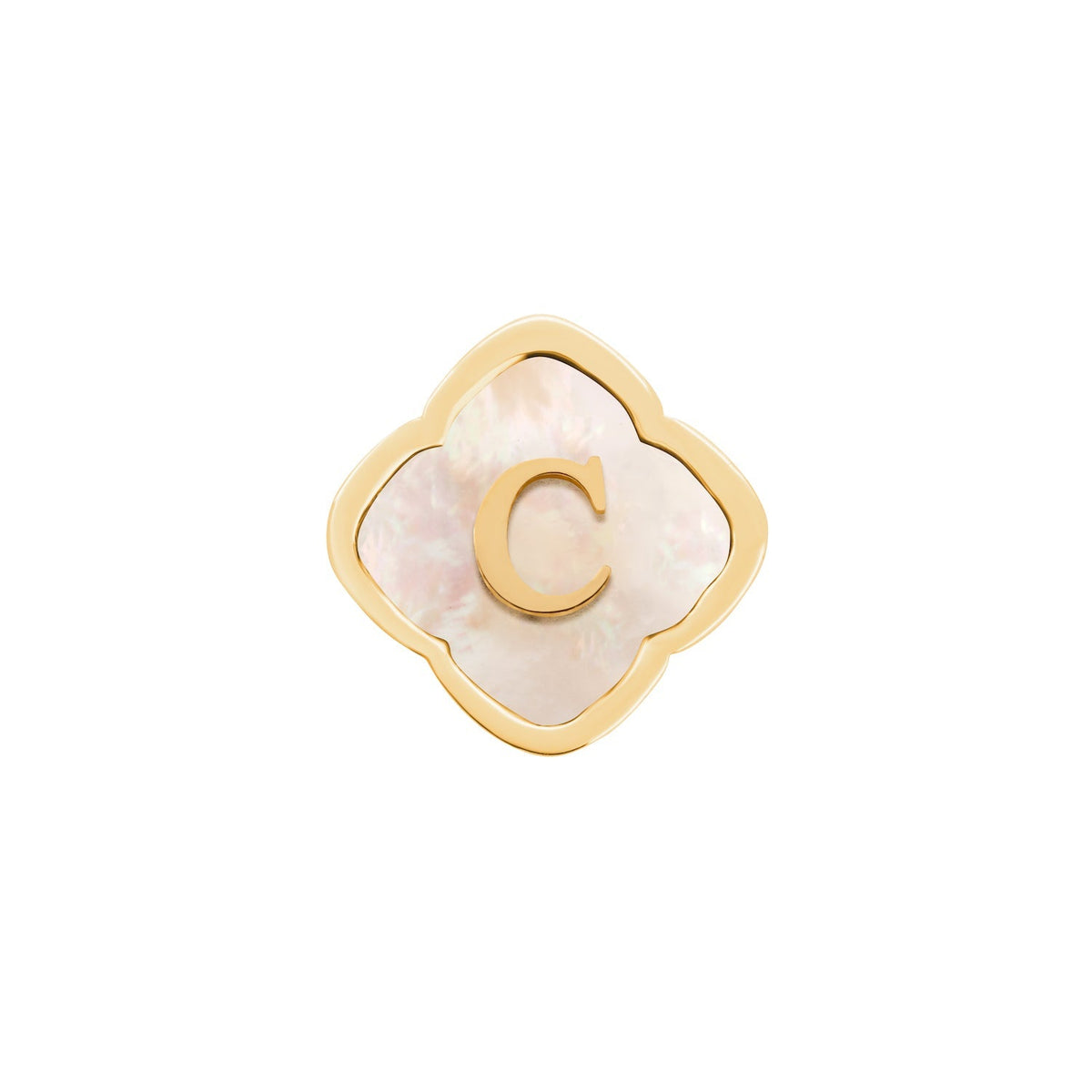 Rosette Pearl Clover Charms (Gold) - Initials