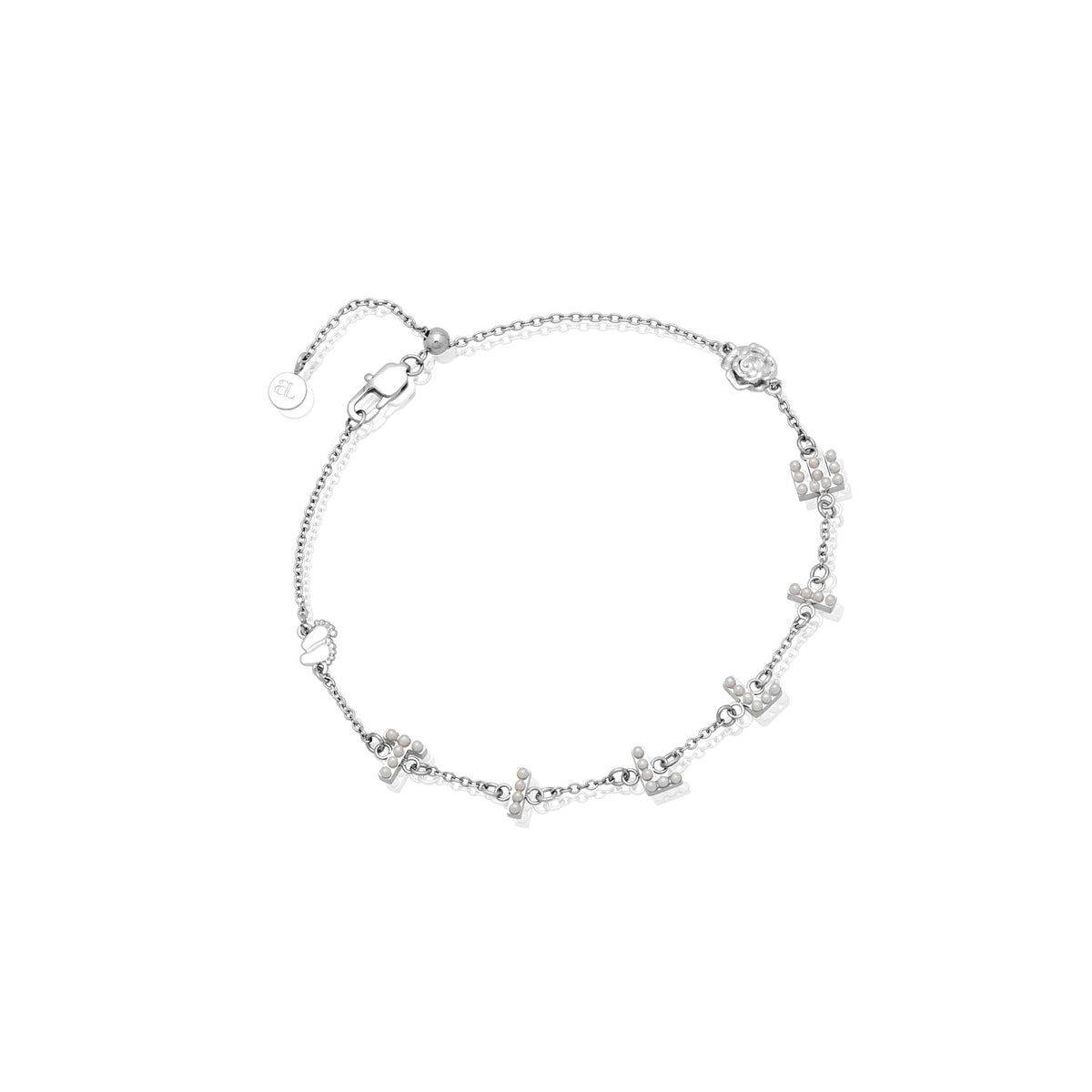 Pearl Custom Name Bracelet (Silver)