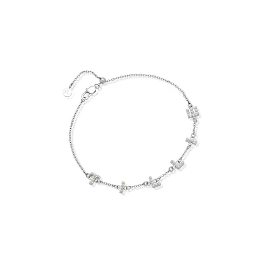 Pearl Custom Name Bracelet (Silver)