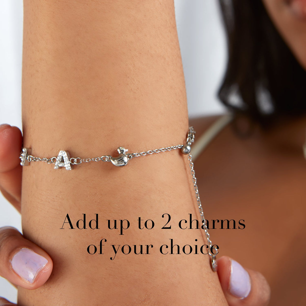 Pearl Custom Name Bracelet (Silver)