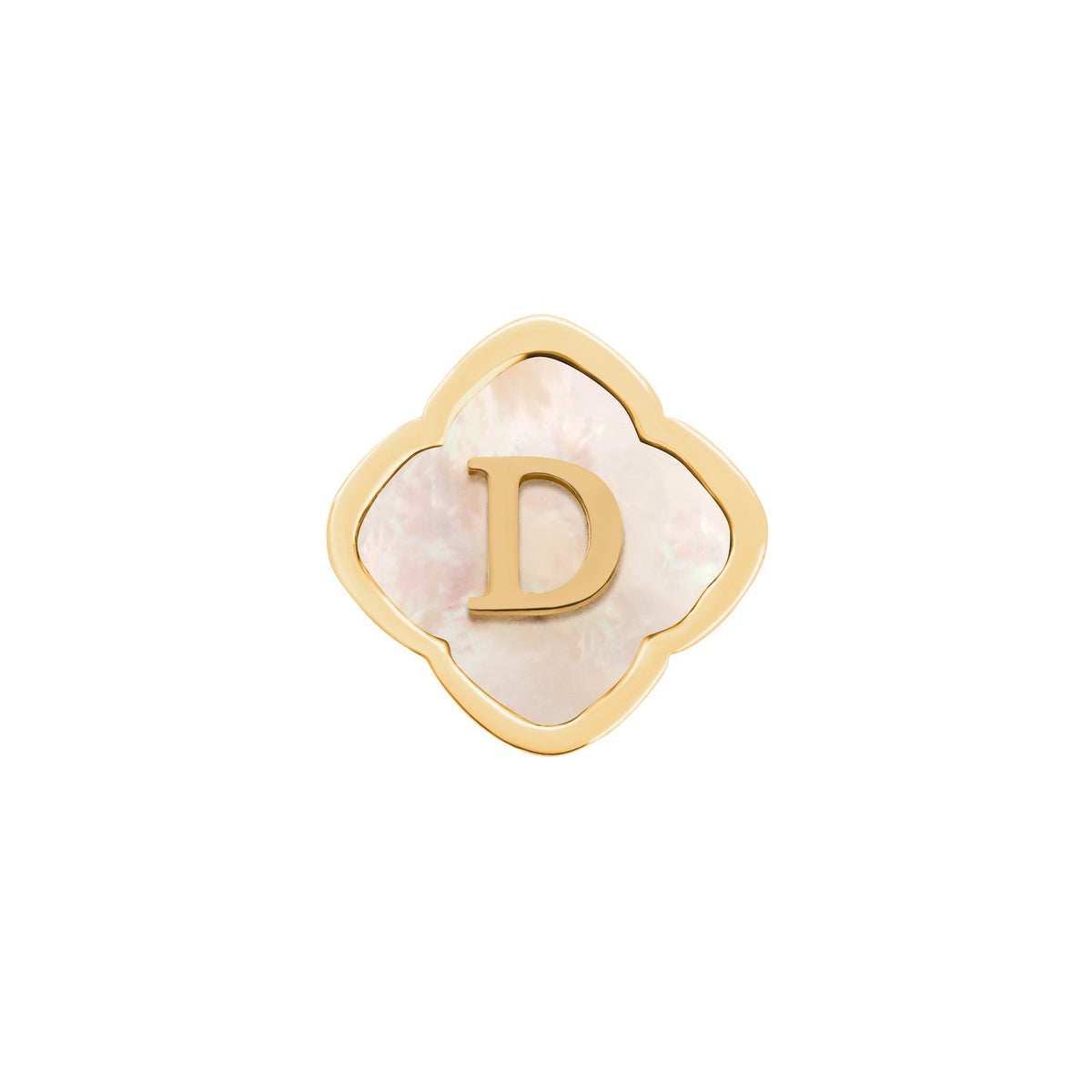 Rosette Pearl Clover Charms (Gold) - Initials
