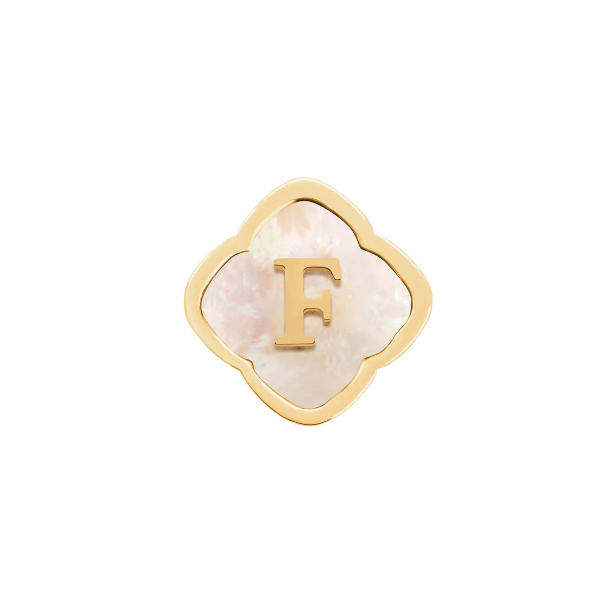 Rosette Pearl Clover Charms (Gold) - Initials