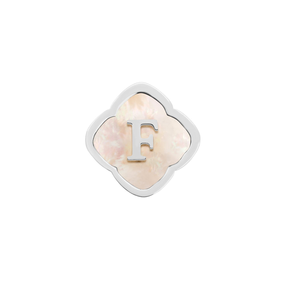 Rosette Pearl Clover Charms (Silver) - Initials