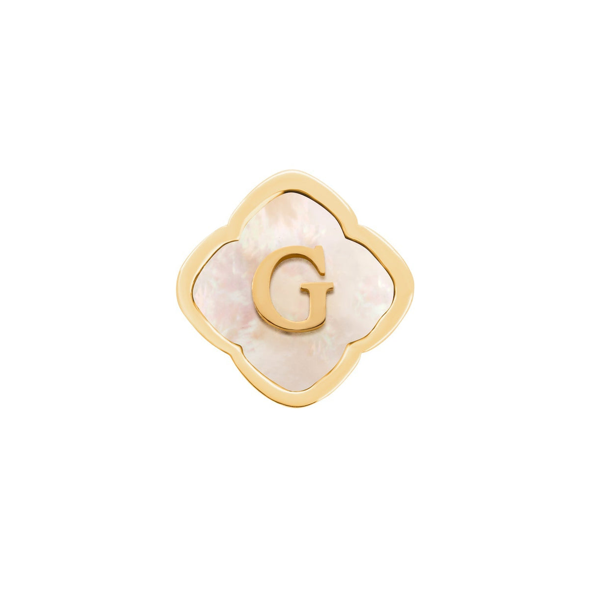 Rosette Pearl Clover Charms (Gold) - Initials