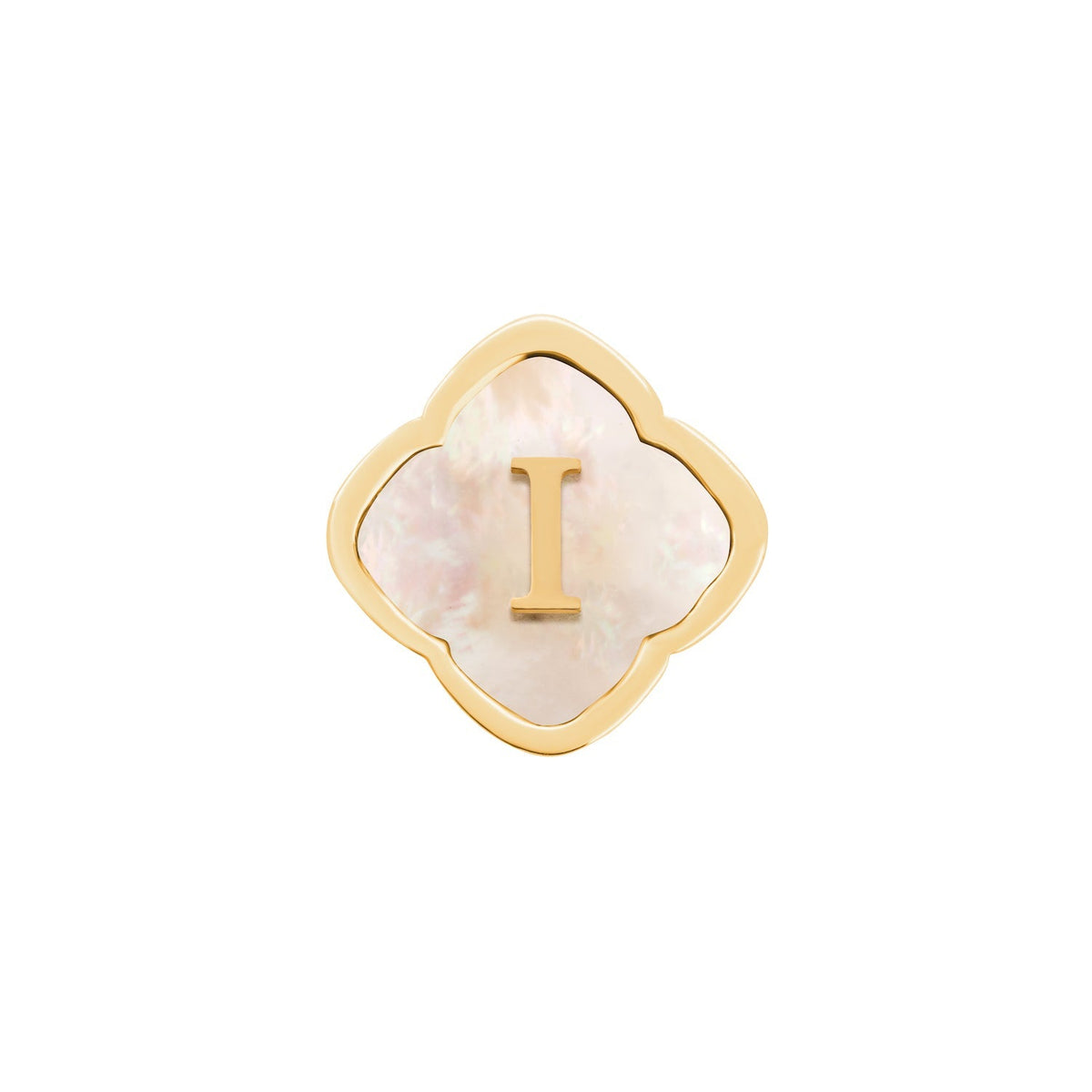 Rosette Pearl Clover Charms (Gold) - Initials