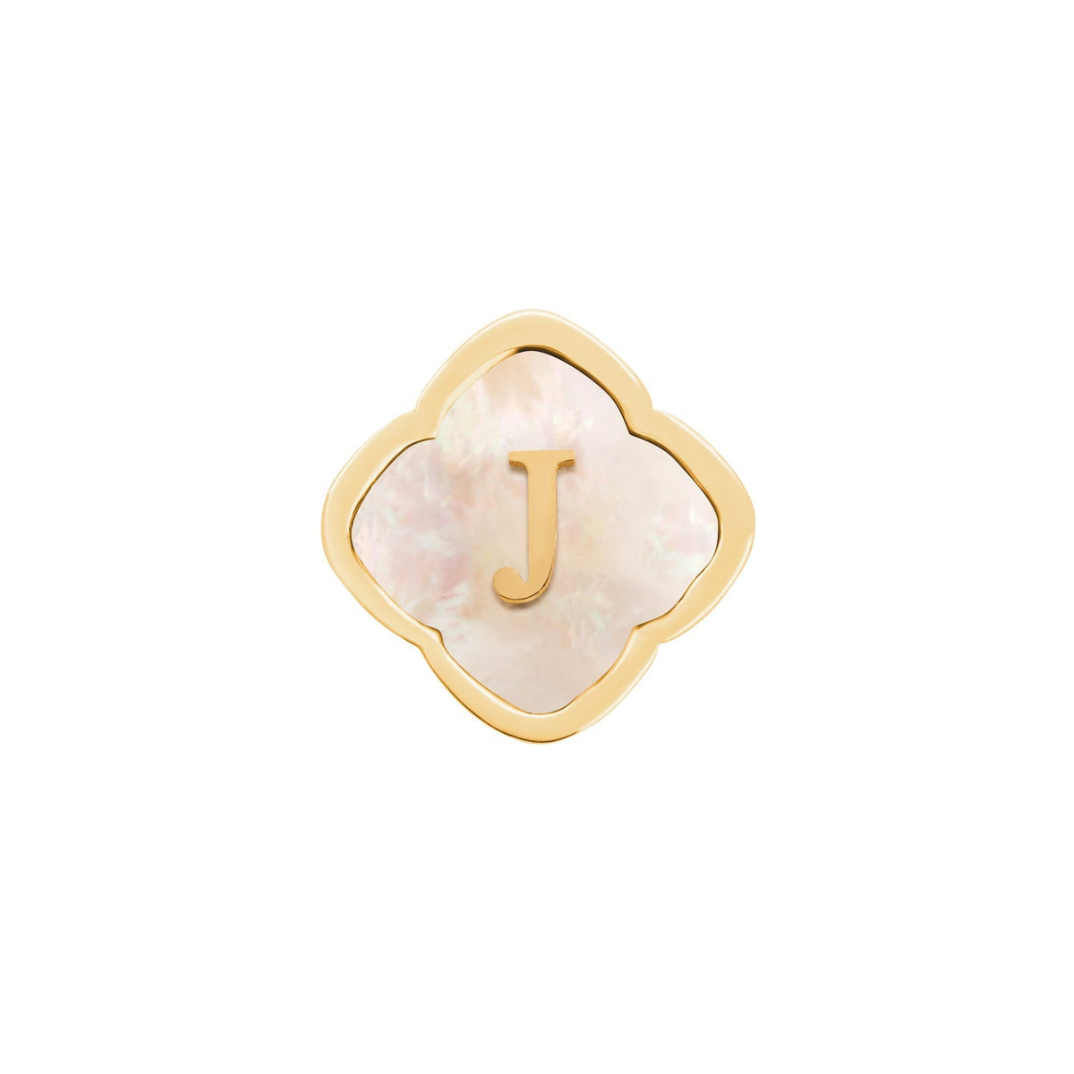 Rosette Pearl Clover Charms (Gold) - Initials