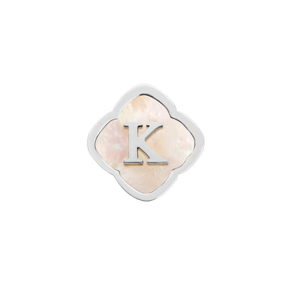 Rosette Pearl Clover Charms (Silver) - Initials