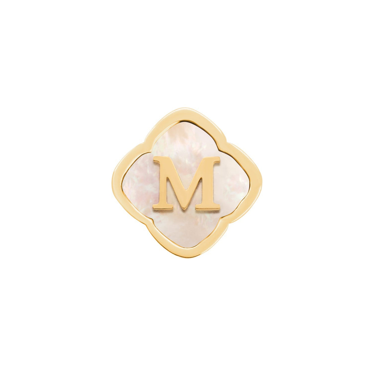 Rosette Pearl Clover Charms (Gold) - Initials
