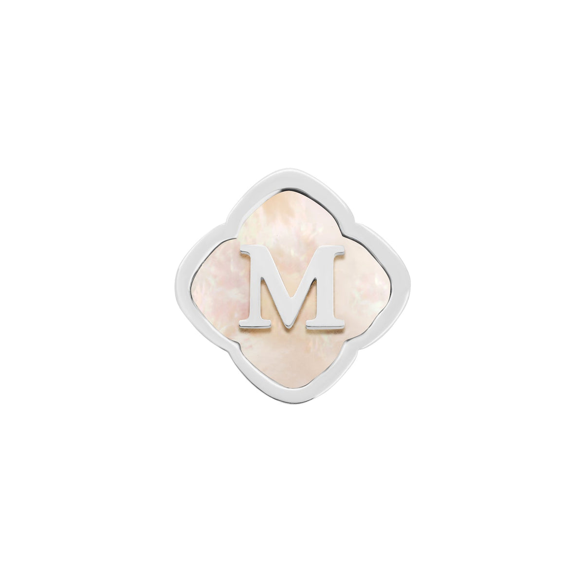 Rosette Pearl Clover Charms (Silver) - Initials